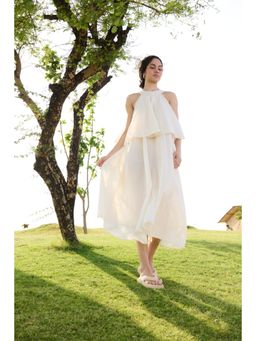 Raas Life - Off White Camellia Stripes Dress