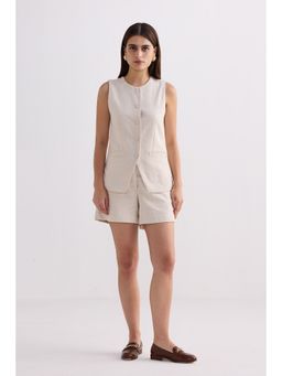 Reistor - Cream Cotton Tweed Solid Co-Ord Set