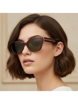 Vintage - Women Polarised & UV Protected Grey Lens Cat Eye Sunglasses With Clip On (52)