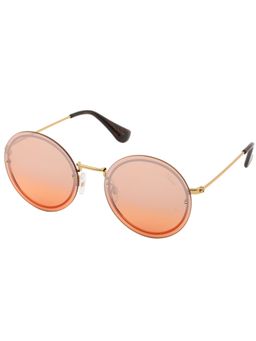 Vintage - Unisex UV Protected Orange Lens Round Sunglasses (55)
