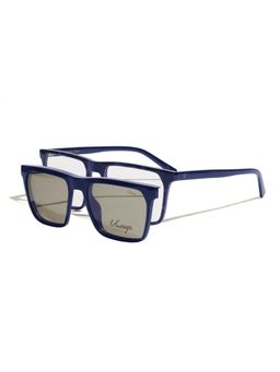 Vintage - Unisex Polarised & UV Protected Grey Lens Rectangle Sunglasses With Clip On (54)