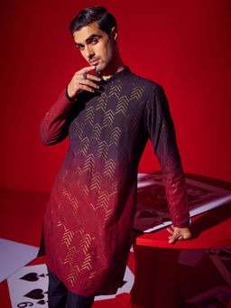 KISAH - Men Black Kurta Churidar (Set of 2)