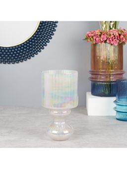 HomeTown - Phiona Glass Fluted Handcrafted Hurricane 29 Cm in Blush Colour