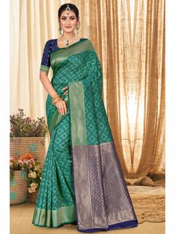 EXCLUSIVA - Sea Green Banarasi Saree with Unstitched Blouse