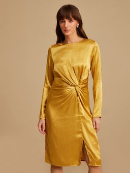 Kazo - Florence Textured Midi Dress with Slit