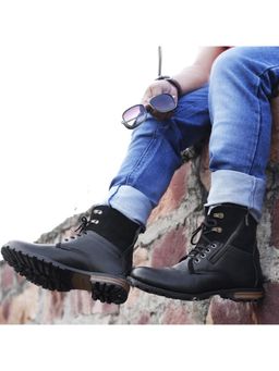 Bacca Bucci - Black Tron Men Leather Riding Casual Boots