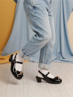 Carlton London - Girls Elegant Black Block Heels