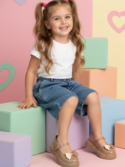 Carlton London - Girls Elegant Beige Buckle Sandals
