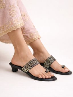 Shoetopia - Girls Black Midnight Sparkle Block Heels