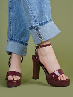 Shoetopia - Girls Maroon Casual Block Heels