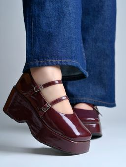 Shoetopia - Girls Maroon Stylish Pump Heels