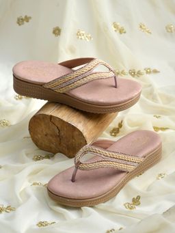 Shoetopia - Girls Rose Gold Platform Sandals