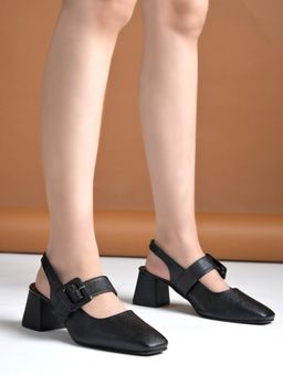 Shoetopia - Girls Classic Black Block Heels