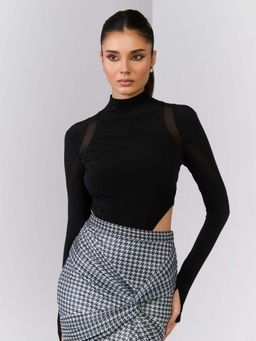 S&N by Shantnu Nikhil - Black High Neck Bodysuit