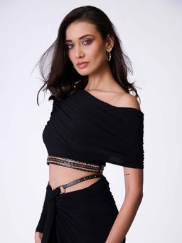 S&N by Shantnu Nikhil - Black One-Shoulder Top