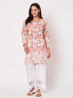 SWI STYLISH - Womens Pink Embroidered Kurta with Pant