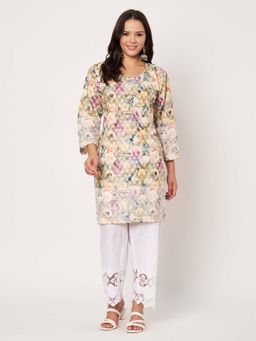 SWI STYLISH - Womens Pista Embroidered Kurta with Pant