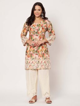 SWI STYLISH - Womens Multi-Color Embroidered Kurta with Pant