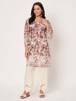 SWI STYLISH - Womens Red Embroidered Kurta with Pant