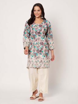 SWI STYLISH - Womens Turquoise Embroidered Kurta with Pant