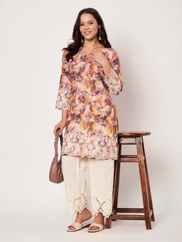 SWI STYLISH - Womens Yellow Embroidered Kurta with Pant