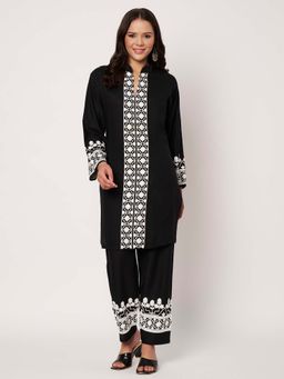SWI STYLISH - Womens Black Embroidered Co-Ord Set