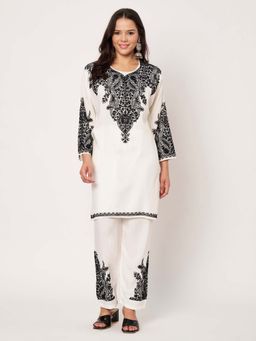 SWI STYLISH - Womens White Floral Embroidered Co-Ord Set