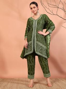 Chhabra 555 - Zari Beads and Sequin Embellished Jacket Style Kurta With Pant & Dupatta