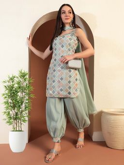 Chhabra 555 - Kantha Thread Embroidered Kurta With Salwar & Dupatta