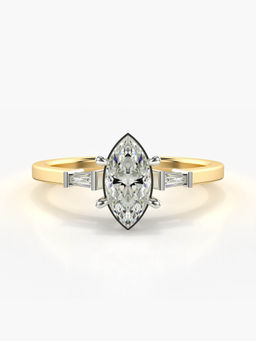 Valanova - Sterling Silver Plated with Yellow Gold and Certified Lab Grown Diamond 0.71Cts