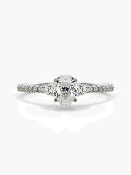 Valanova - Sterling Silver Plated with White Gold and Certified Lab Grown Diamond 0.56Cts