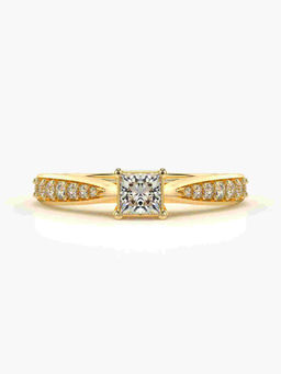 Valanova - Sterling Silver Plated with Yellow Gold and Certified Lab Grown Diamond 0.48Cts