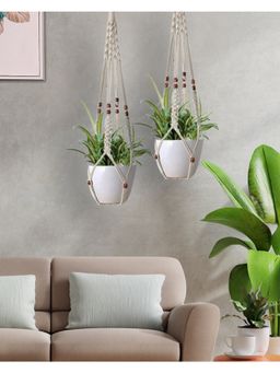 Homesake - Macrame Plant Hanger Weaving 2 Pieces Beads