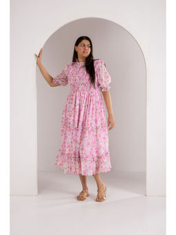 Polago Clothing - Pink Floral Tiered Dress