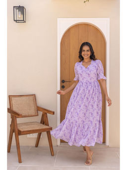 Polago Clothing - Lavender Printed Maxi Dress