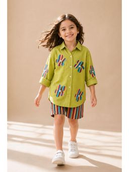 Peekaaboo Kids - Girls Miro Pure Cotton Co-Ord Set- Green