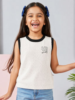 devils n angels - Girls White Sleeveless Casual Everyday Top