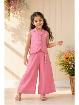 Lagorii - Pink Waistcoat Top And Wide-Leg Pant