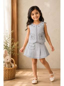Lagorii - Grey Floral Embroidered Co-Ord Set