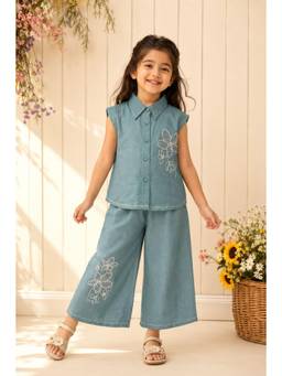 Lagorii - Green Floral Embroidered Co-Ord Set