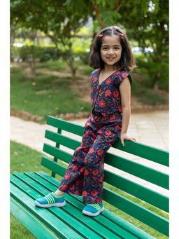 Peekaaboo Kids - Girls Madame Printed Co-Ord Set- Blue And Pink