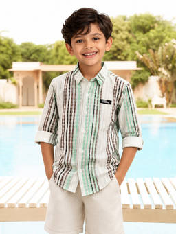 devils n angels - Boys Multi-Stripe Cotton Designer Shirt