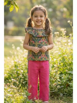 Peekaaboo Kids - Girls Amazon Pure Cotton Top and Pant -Green