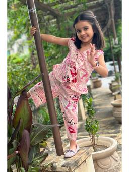 Peekaaboo Kids - Girls London Pure Cotton Co-Ord Set- Pink
