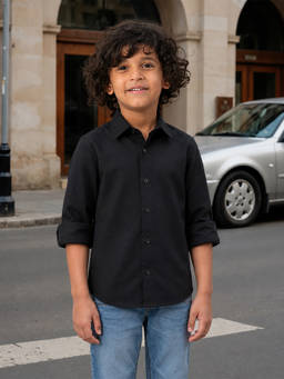 devils n angels - Boys Premium Black Cotton Designer Casual Party Shirt
