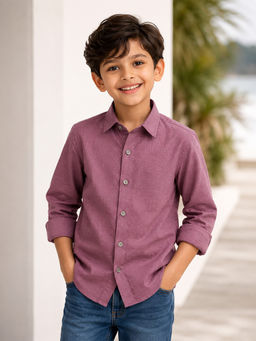 devils n angels - Boys Onion Pink Solid Premium Cotton Shirt