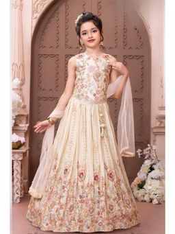 Lagorii - Cream Floral Embroidered Lehenga and Choli With Dupatta