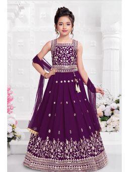 Lagorii - Purple Embroidered Lehenga and Choli With Dupatta