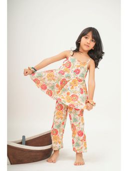Peekaaboo Kids - Girls Pure Cotton Digital Floral Print Co-Ord Set