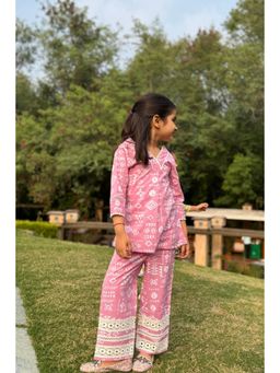 Peekaaboo Kids - Girls Bahara Pure Cotton Co-Ord Set -Pink